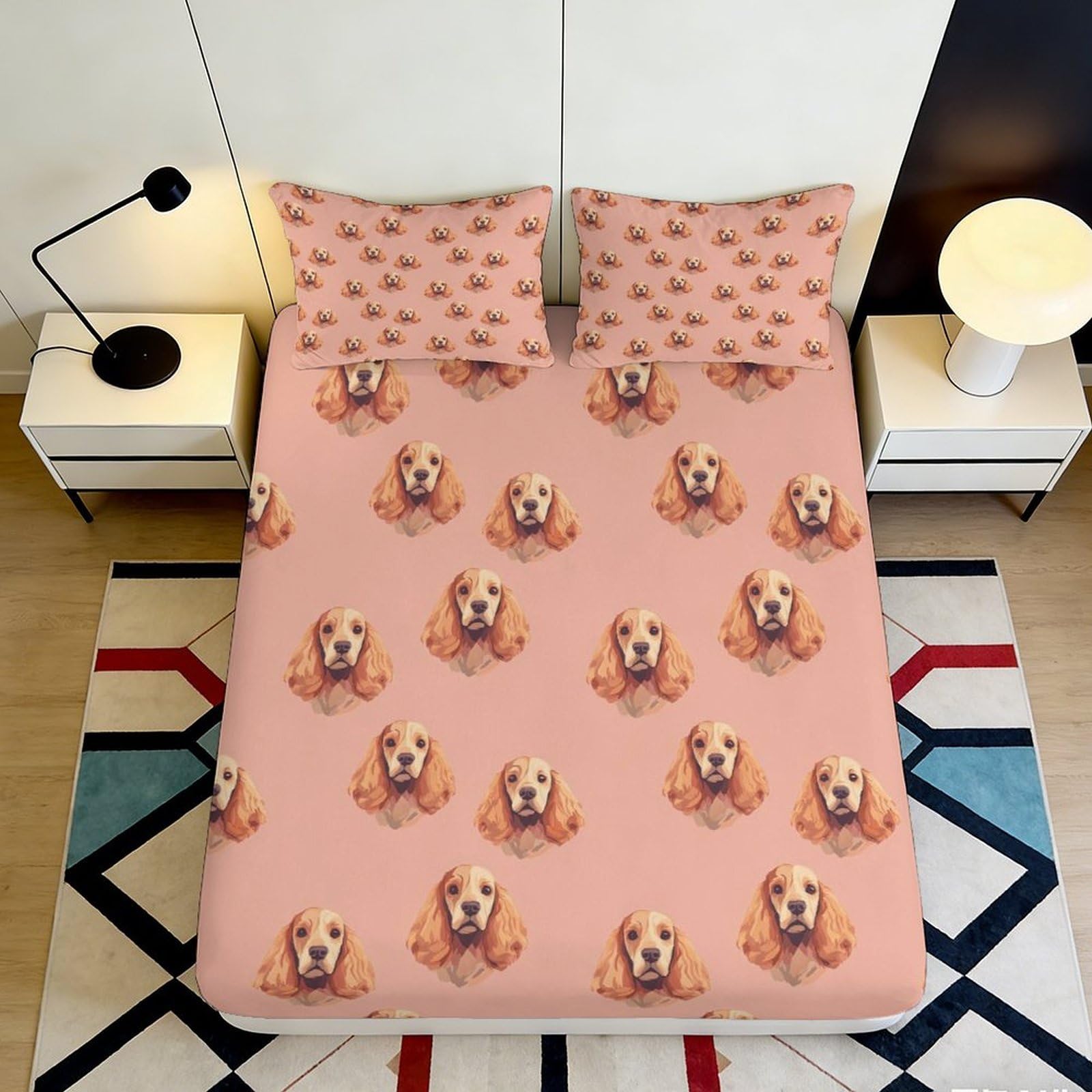 3D Printed Teddy Bear Microfiber Fitted Sheet Deep Pocket Bedroom Bedding Teddy Mattress Fitted Cover Washable Full Wrap 90x200x25cm