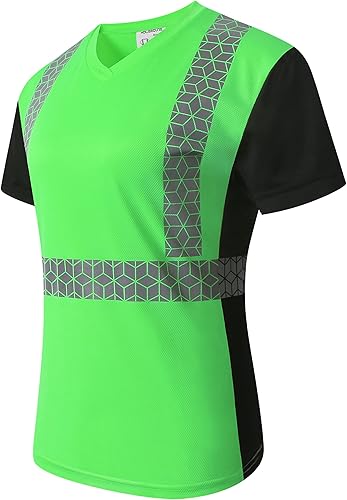 Miniatura 1 de Camiseta de seguridad para mujer, camiseta reflectante alta para mujer con patrón reflectante inusual, manga corta transpirable