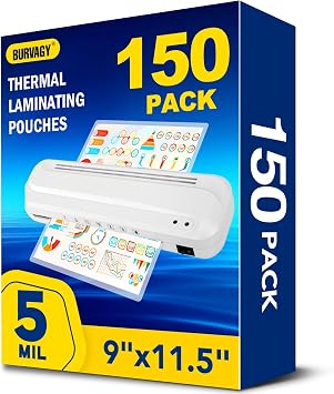 BURVAGY 150Pack Laminating Sheets 8.5 x 11 Thermal Laminating Pouches 5 Mil | Matte Laminating Sheets 8.5 x 11 Inches Lamination Sheet Paper for Laminator Dry Erase Clear Office School Supplies