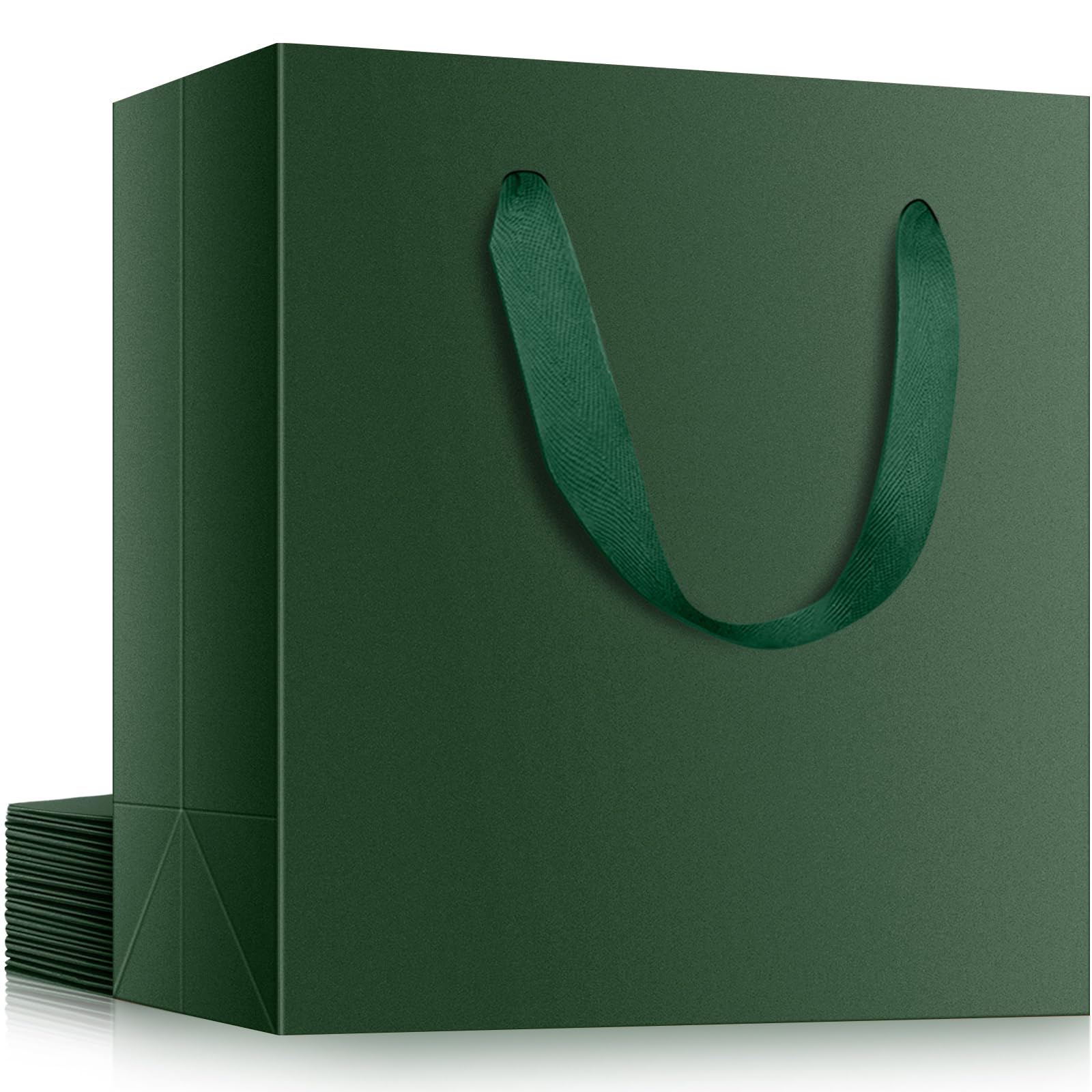 EUSOAR Paper Gift Bags with Handles, 12pcs 12.5"x4.5"x11" Green Kraft Gift Wrap Bags, Merchandise Retail Craft Paper Shopping Wrapping Bags for Business, Grocery, Boutique, Party Favor, Wedding