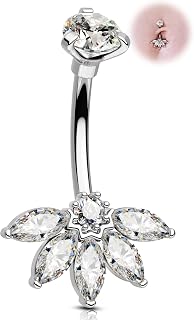 OUFER 14G Bauchnabelpiercing 316l Chirurgenstahl Nabelpiercing Silber Gold 10mm Bauchnabel Piercing Schmuck Klarer CZ Bananabell Bauchnabelpiercing Ring Nabelpiercing für Frauen
