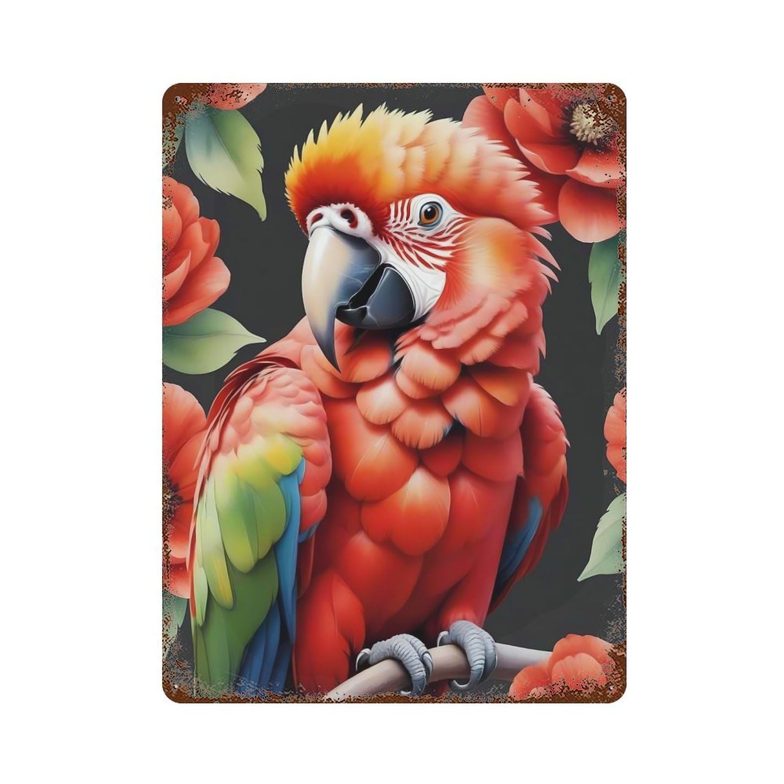 Parrot Retro Metal Sign 15.7"x11.8", Classic Wall Plaque for Basement, Hobby Room And Garage Decor
