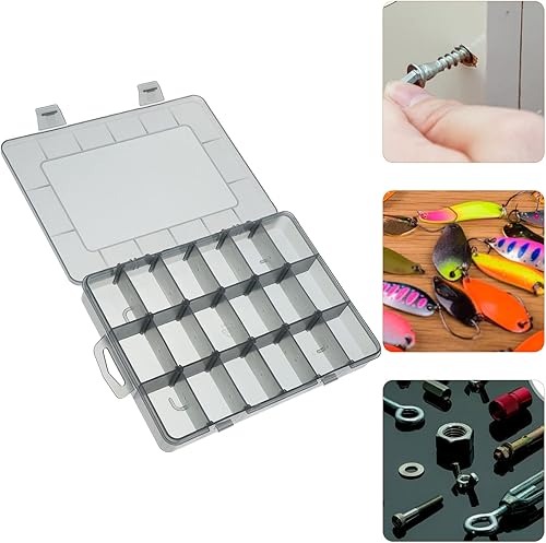 Miniatura 9 de Angoily Caja organizadora de plástico transparente con 18 rejillas, caja de herramientas, contenedor de componentes, contenedores de almacenamiento