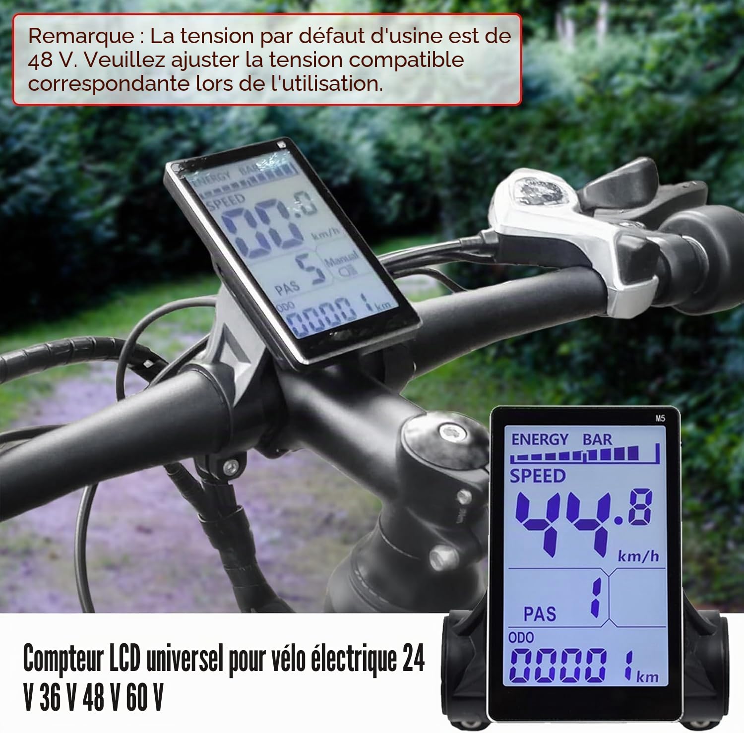 Écran LCD pour vélo électrique, scooter E 5 broches M5 avec connecteur étanche, écran de contrôle pour guidon de vélo électrique de 31,8 à 22,2 mm (protocole n° 2)