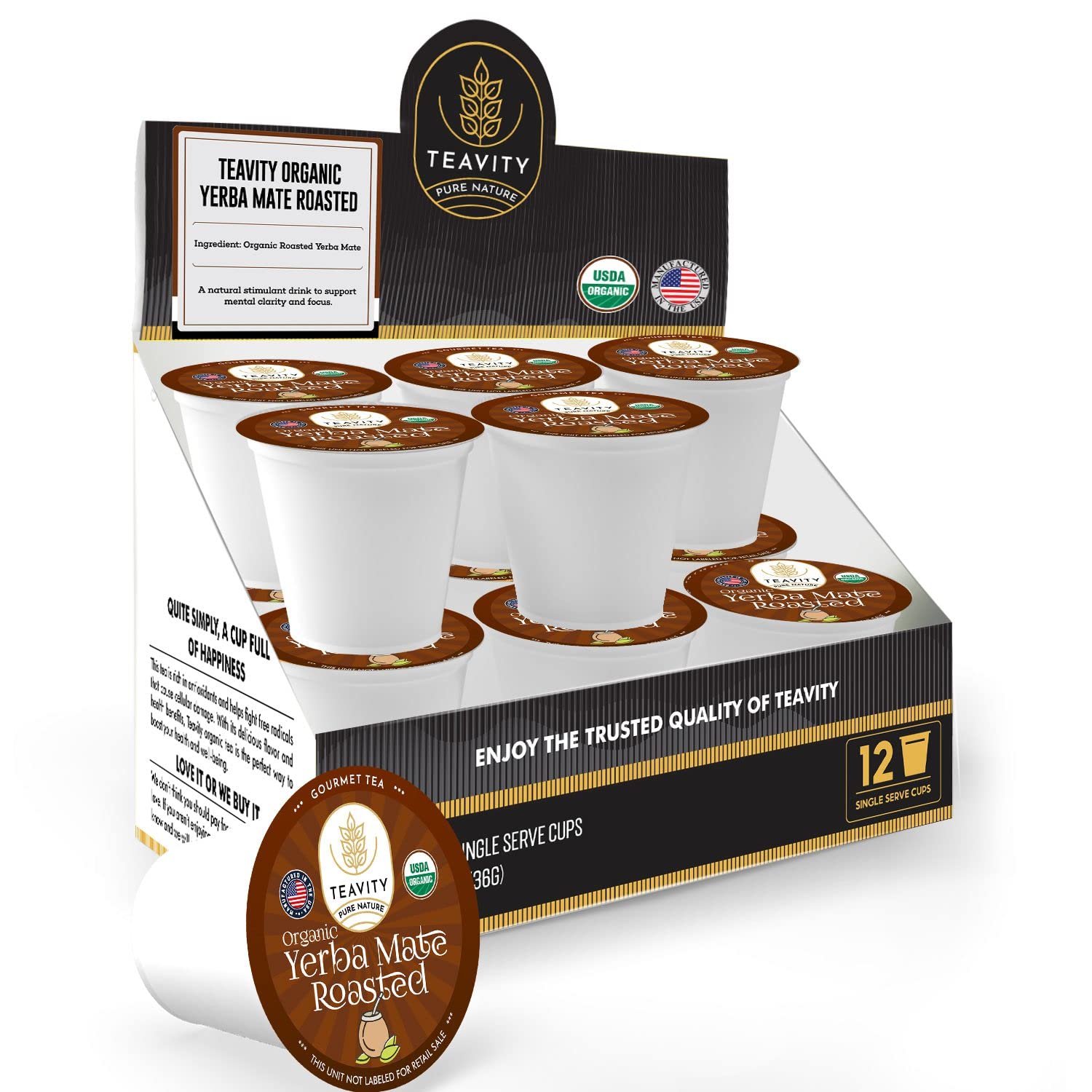 Organic Roasted Yerba Mate Tea Pods for Keurig Compatible