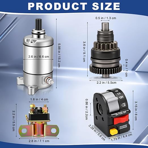 Kit de 4 piezas 3084981 Starter Motor Drive Solenoid Relay con interruptor de manillar izquierdo 4010262 compatible con Polaris Sportsman 335 400 450 500 miniatura 2