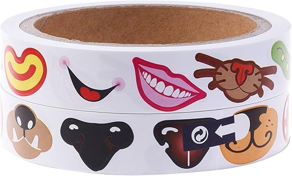 Lependor 600 Pcs Colorful Nose Stickers Labels & 600 Pcs Colorful Mouth Stickers Labels - Two Rolls