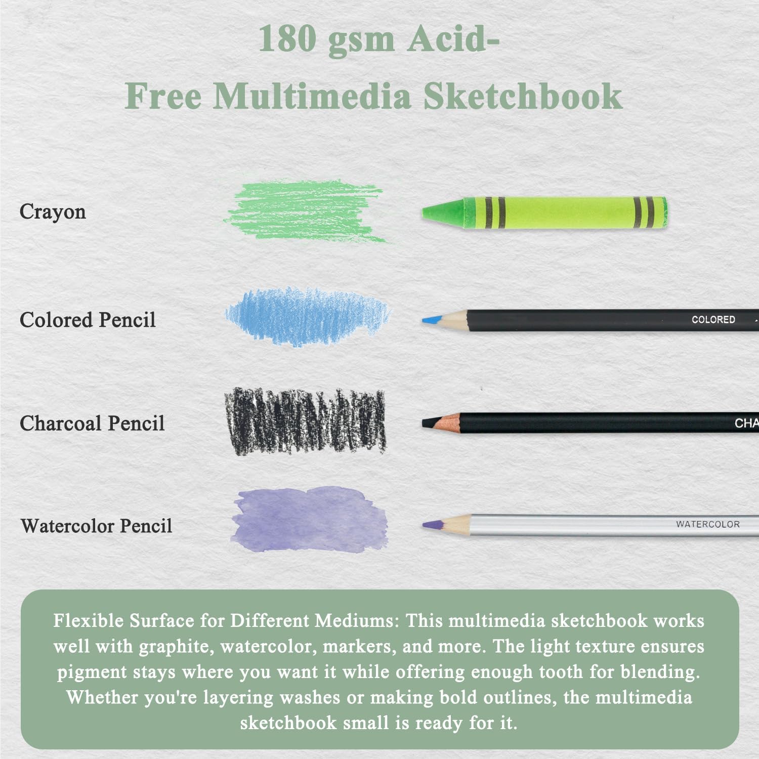 Fuxi Small Mixed Media Sketchbook, 2-Pack - 5.5" x 8.5" | 110lb/180gsm Mixed Media Paper for Watercolor, Acrylic, Ink, Pencil, 50 Sheets Per Pad. image 4