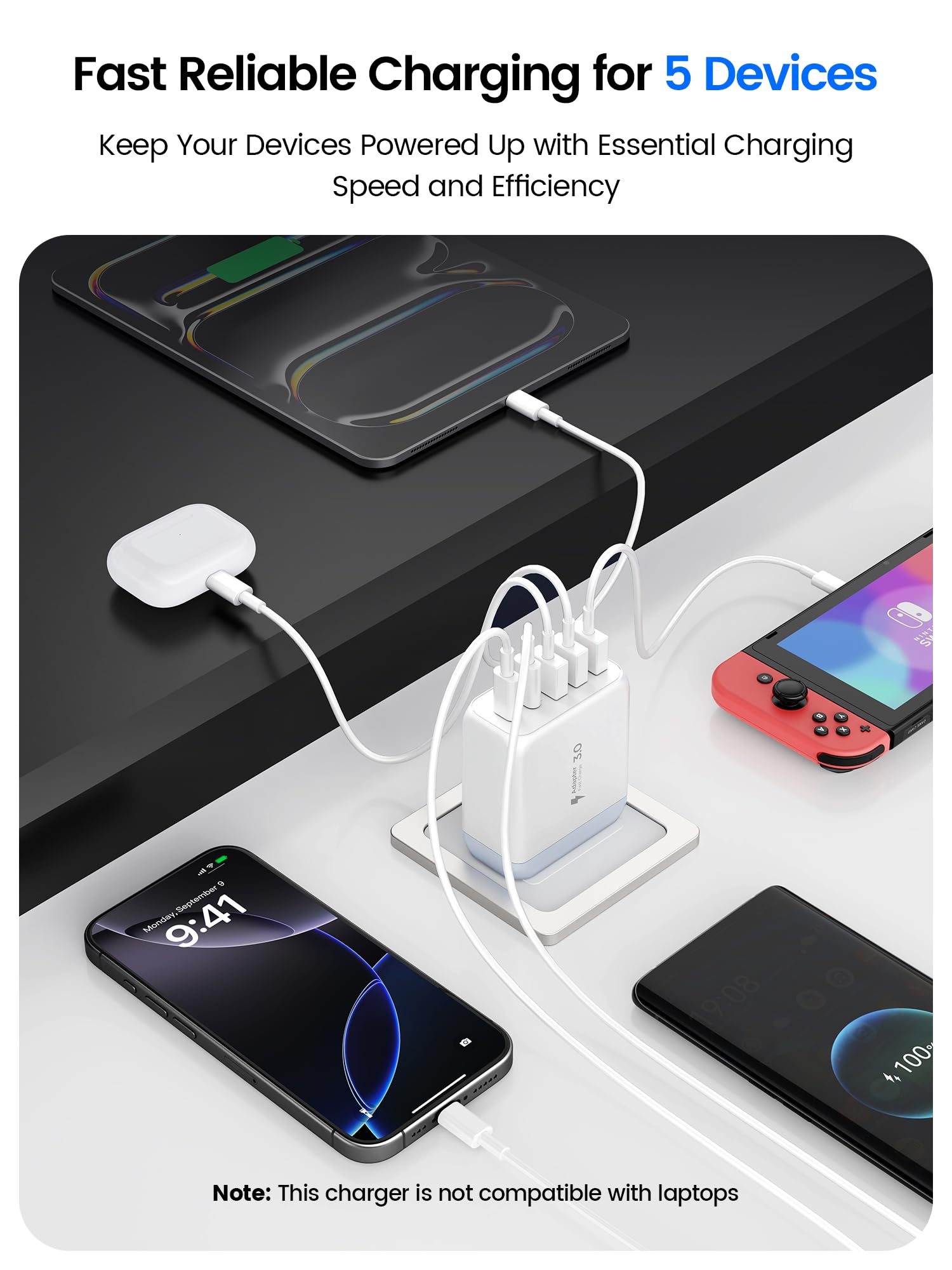 EIZLXQ - Bloque de carga USB C de 60 W para iPhone 17, 16, 15, paquete de 2 cargadores de pared USB C con salida máxima total de 60 W, cable USB C de 10 pies, bloques de carga rápida para iPhone 17/16