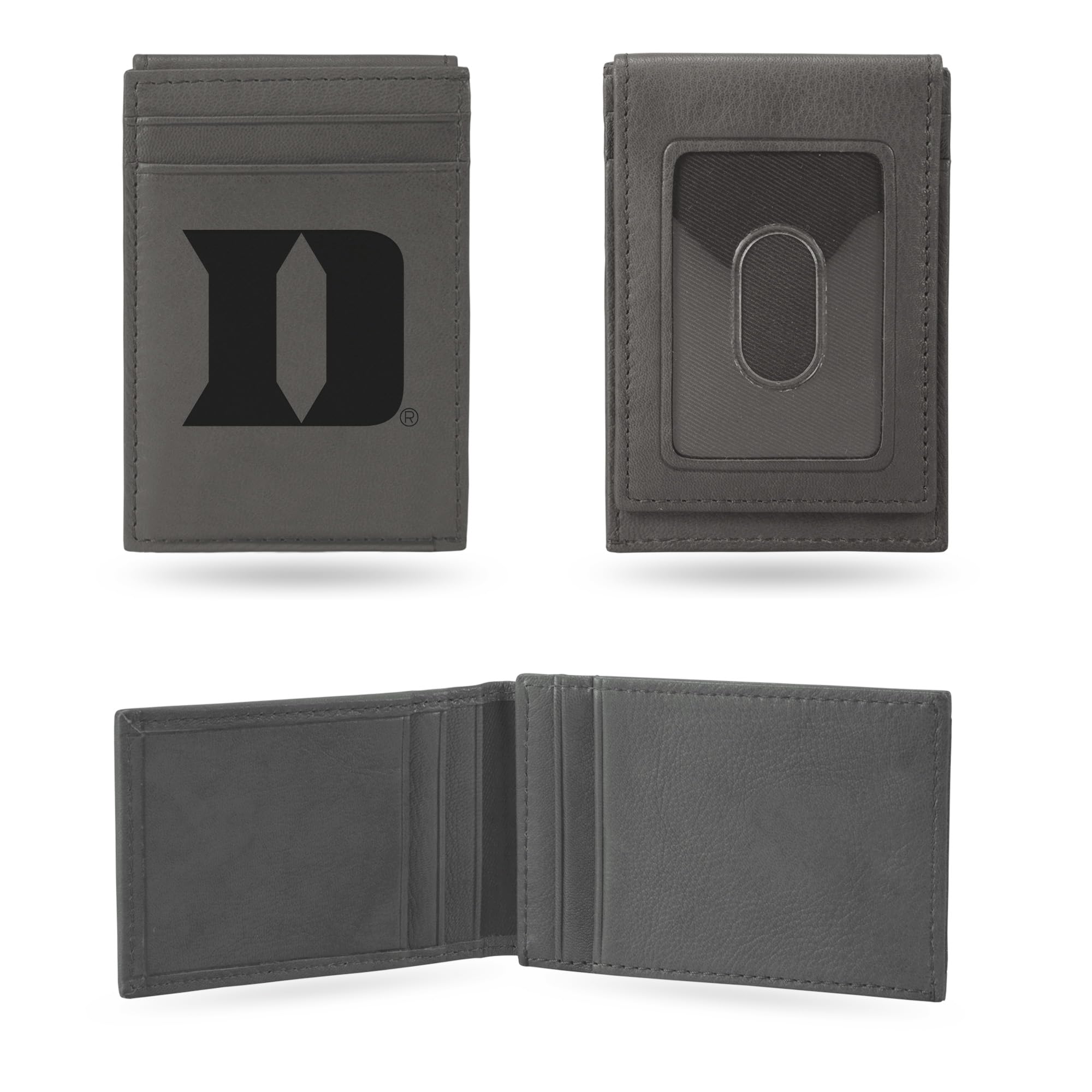 Rico Industries NCAA Gray Laser Engraved Front Pocket Wallet - Compact/Comfortable/Slim
