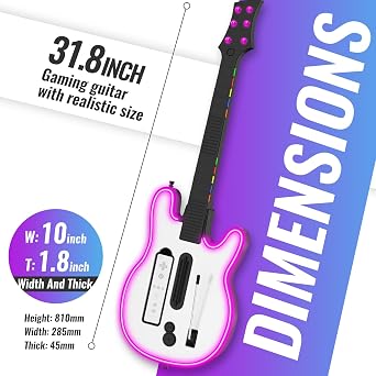 JOYTORN Wireless Guitar Controller for Nintendo Wii,with RGB Lighting & Strap,Supports for Guitar Hero and Rock Band Games (Rock Band 1 is Not Supported)