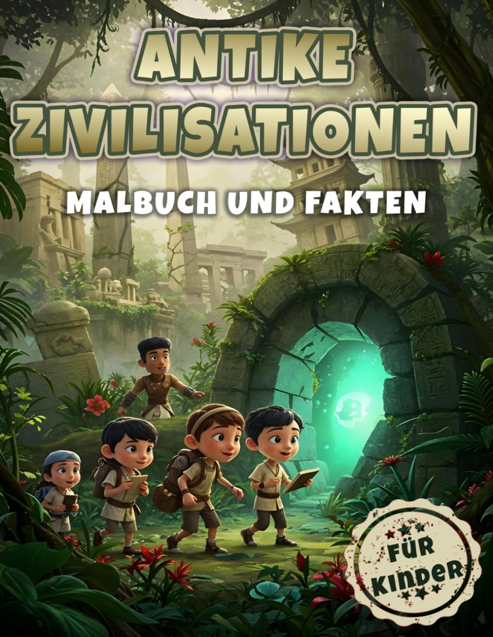 Antike Zivilisationen Malbuch und Fakten für Kinder: Entdecke antike Welten und verlorene Wunder