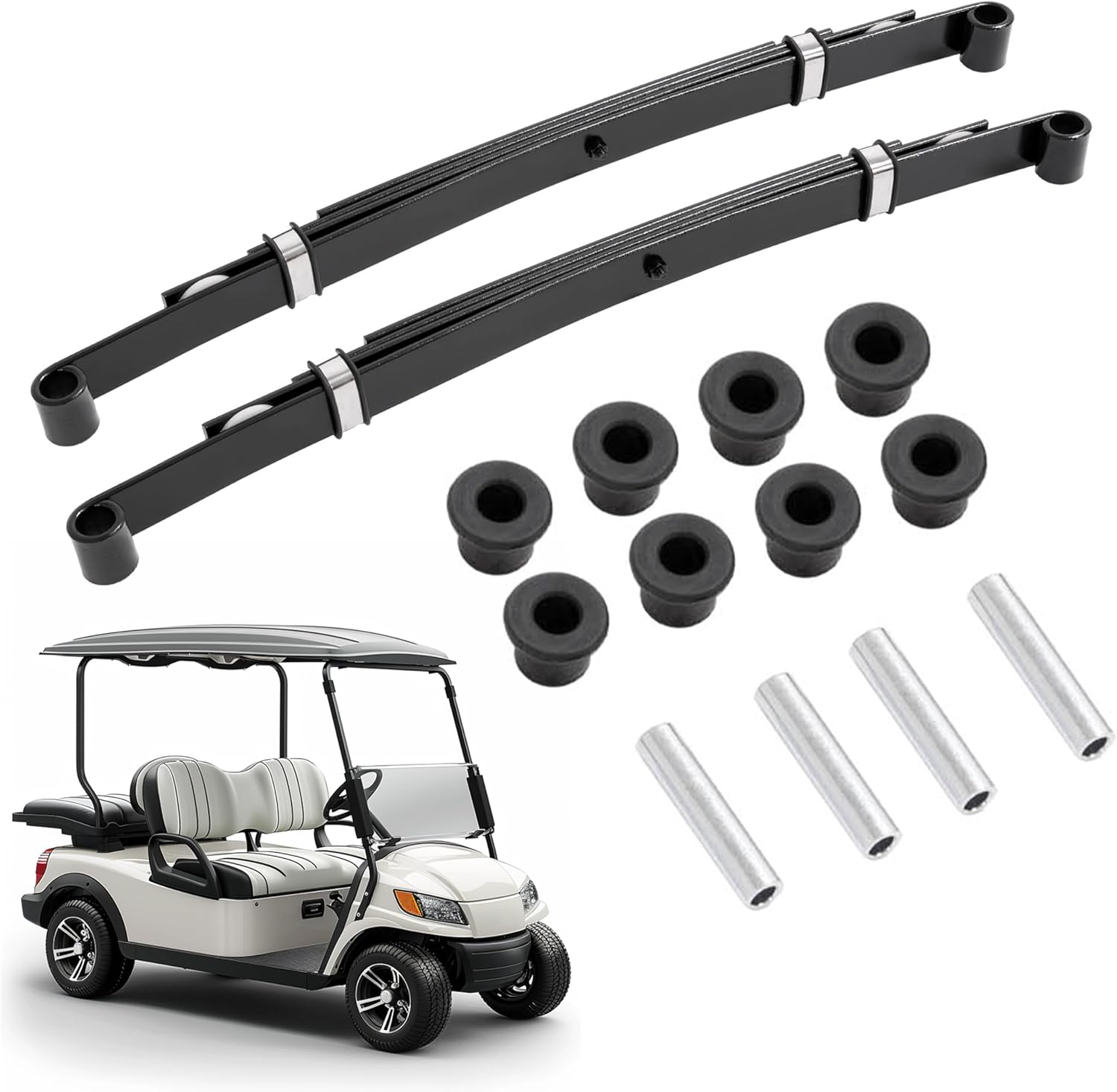WUTIST Golf Cart Rear Heavy Duty 4-Leaf Leaf Spring Compatible with 2004-UP Club Car Precedent 2017- UP Club Car Onward HD (Rear Set Only) Black Steel Plastic Replace for 102509301 102513001