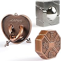 Vista 11 de MHY Juego de 3 rompecabezas de metal jumbo para el cerebro - Desafiantes rompecabezas 3D de coeficiente intelectual para adultos y adolescentes