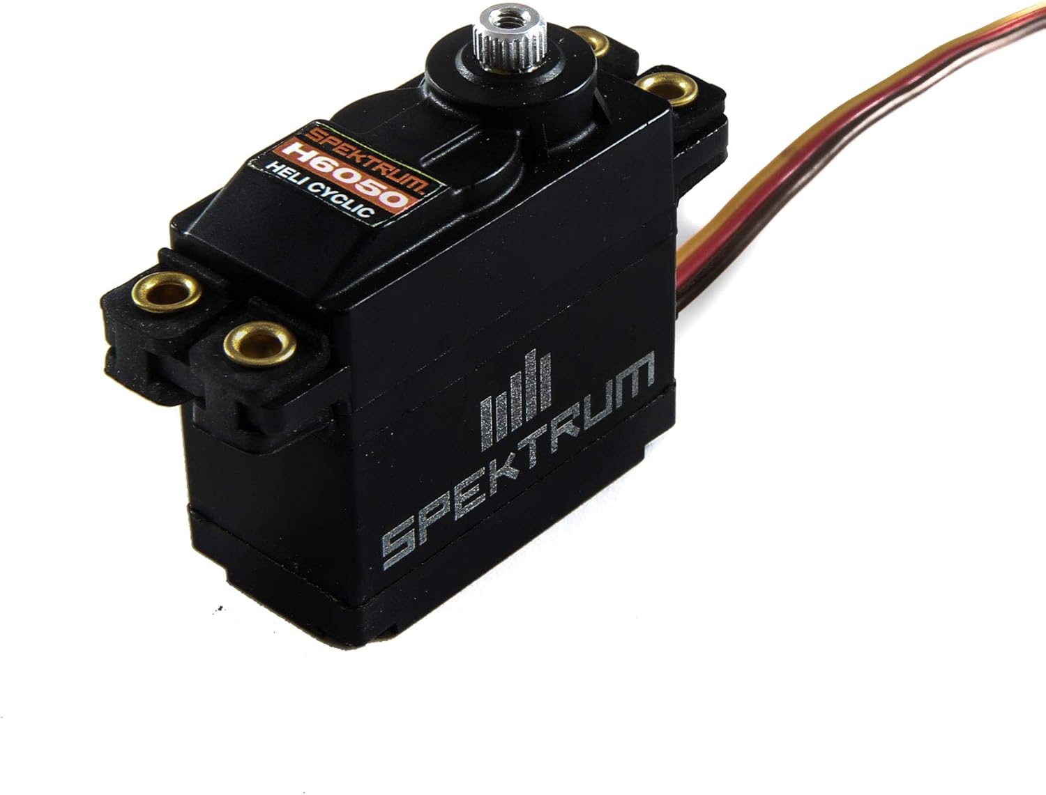 Spektrum H6050 servo, top-down view, showing the output spline and mounting tabs.