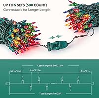 Vista 2 de YOUNGAR Paquete de 2 luces de Navidad transparentes, 100 focos de 7 metros, mini luces de Navidad con foco incandescente, luces de Navidad