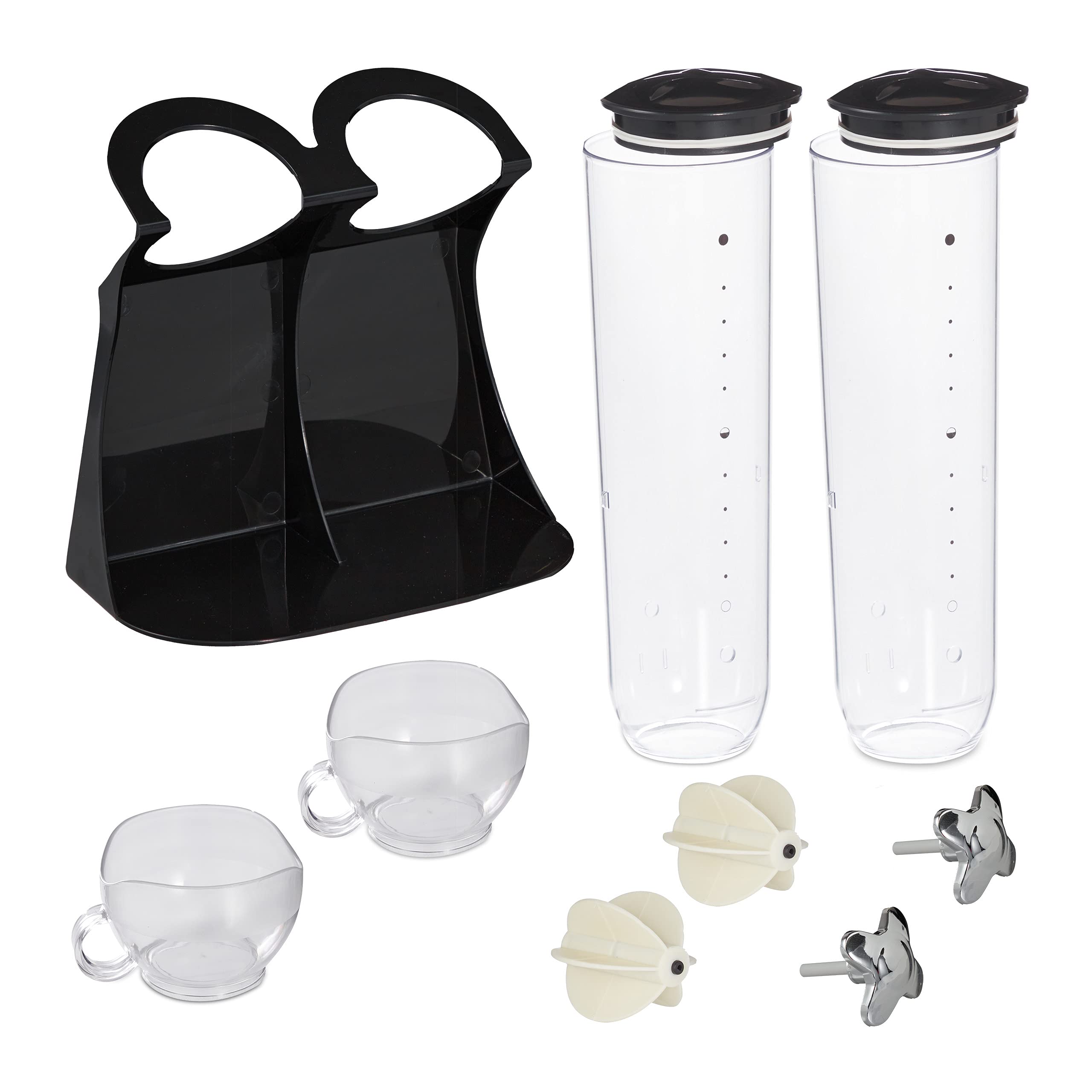 Relaxdays Dispenser Cereali Doppio, Distributore per Corn Flakes, Cioccolatini, Nocciole e Dolcetti, in Plastica, Nero