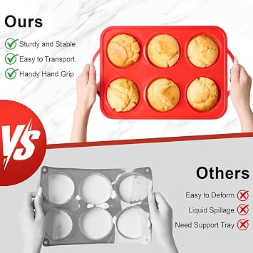 Puyeipt Jumbo Muffin Pan with Metal Frame, 6 Cups