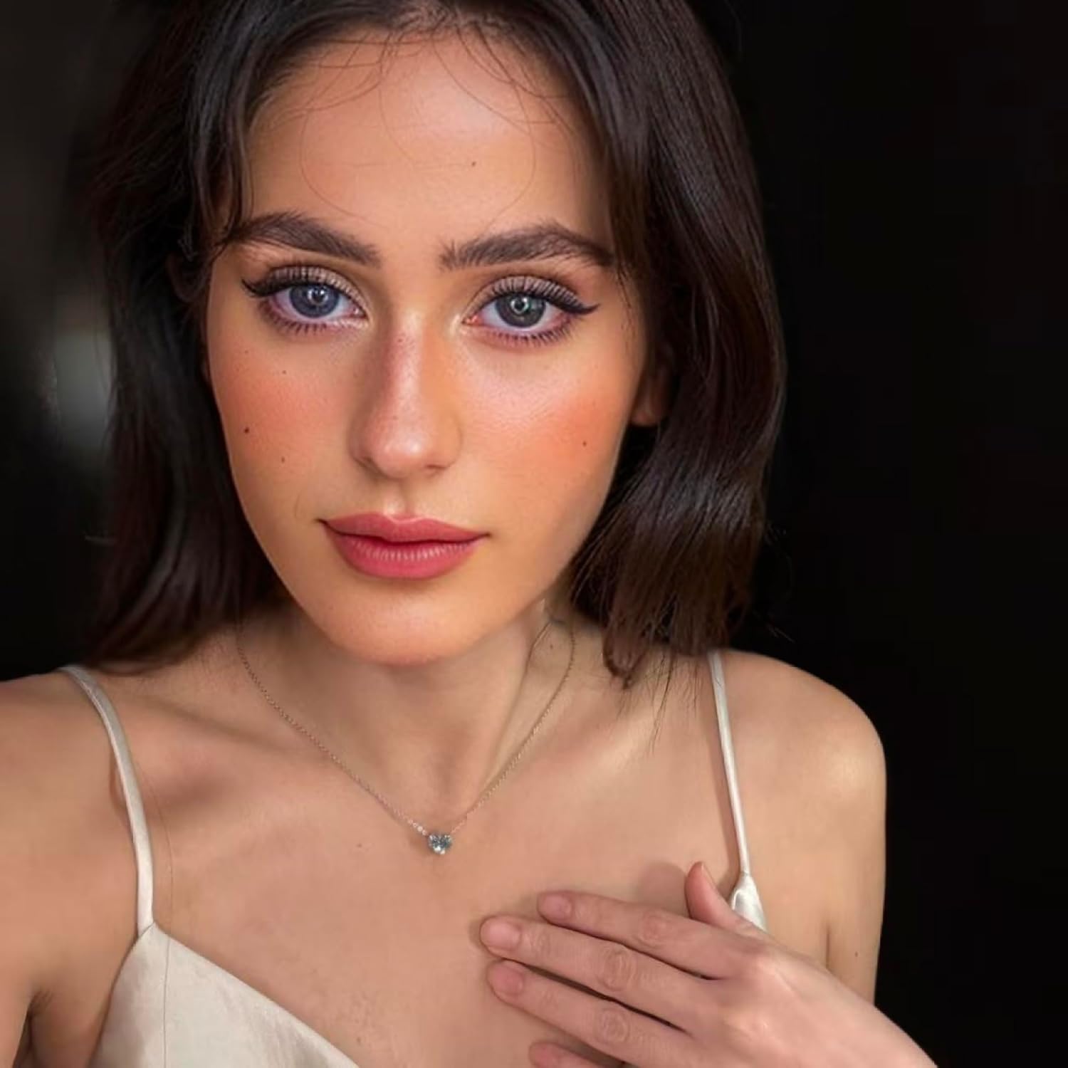 Renaiz Heart Gemstone Pendant Necklace for Women, 14K Gold Plated, Colorful Cubic Zirconia in White, Pink & Brown, Dainty Chain Jewelry, Sparkling CZ Fashion Accessory, Minimalist Gifts for Her - Image 4