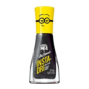Sally Hansen Insta-Dri Despicable Me Nail Polish | Quick Dry, Long Lasting, Streak-Free Shine | Opaque, Glittery | 772 Deeply Despicable | Black Shimmer Nail Color