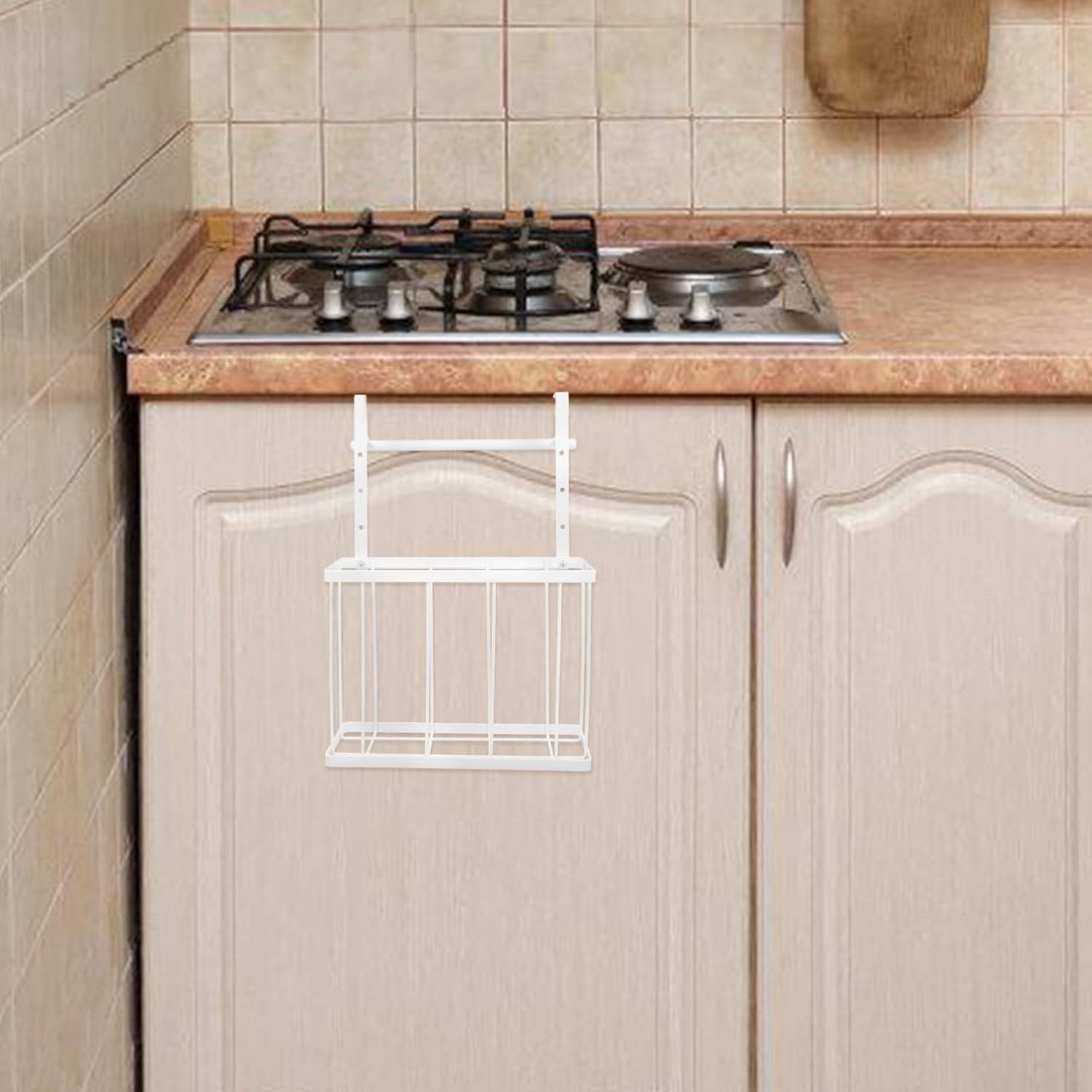Luxshiny Cabinet Door Hanging Basket Towel Rod Wall-Mounted Kitchen Organizer for Spices and Vegetables Space-Saving Storage for Bathroom and Pantry
