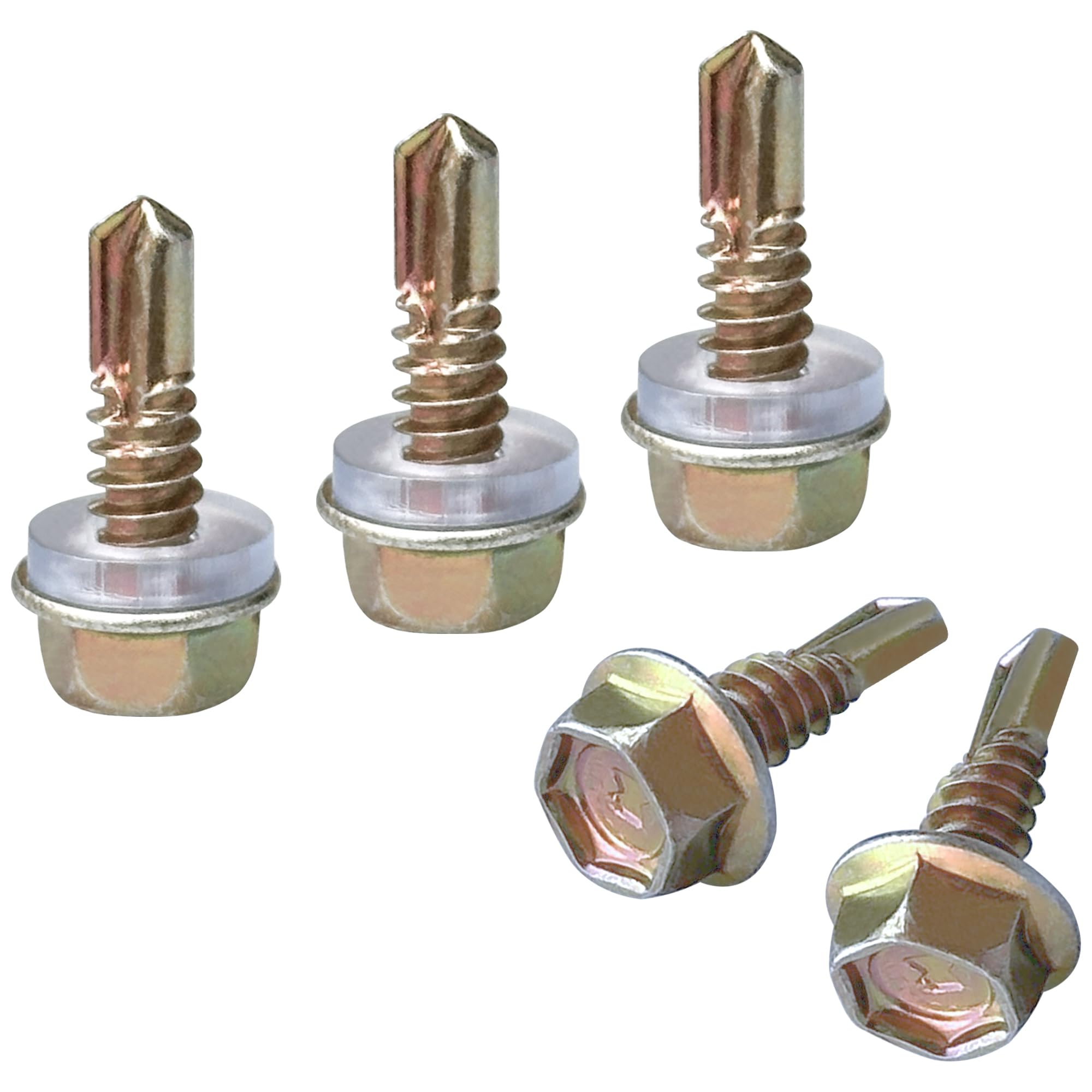 50 PCS Hexagon Self Tapping Self Drilling Screws with Pads for Metal Wooden & Plastic Sheets (M4.8 * 20mm)
