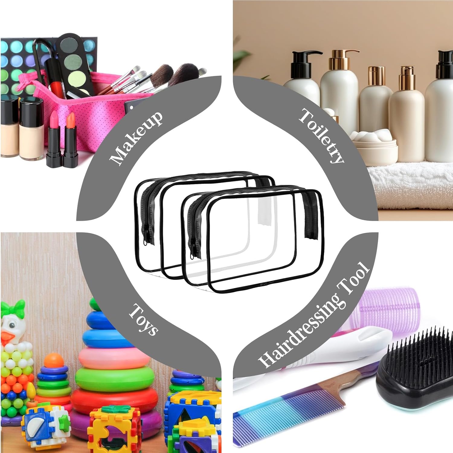 20 PCS Clear Makeup Bags with Zipper - Black Border PVC Clear Cosmetic Pouch Organizer, Transparent Waterproof Toiletry Travel Essentials Storage for Women Men (5.9 x 3.9 x 2.7 Inches) - Image 7