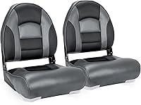 NorthCaptain Deluxe High Back Folding Marine Boat Seats Pair - Aluminum Hinges, Stainless Screws, 21.5" Comfort