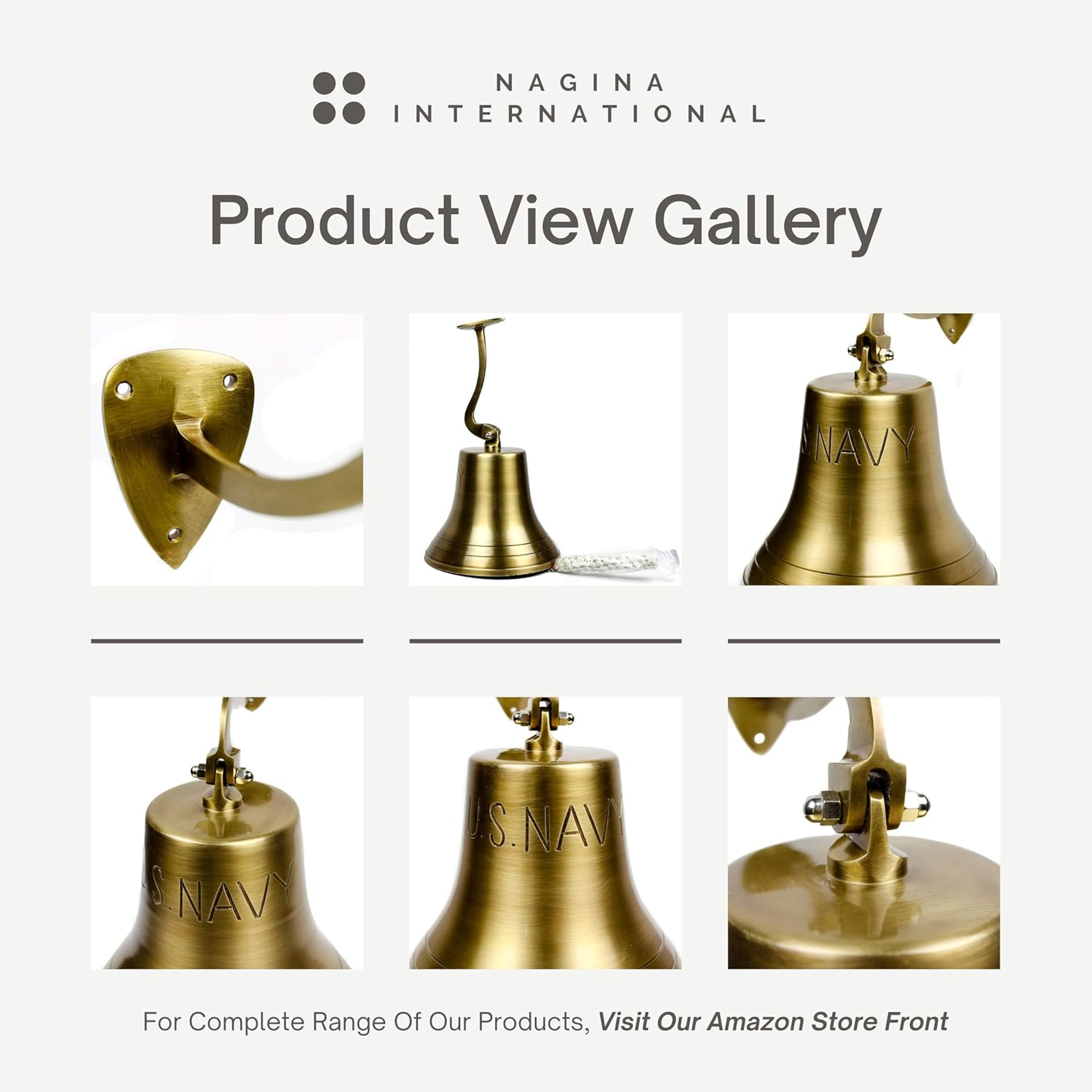 10" Brass US Navy Ship Bell - Nautical Replica