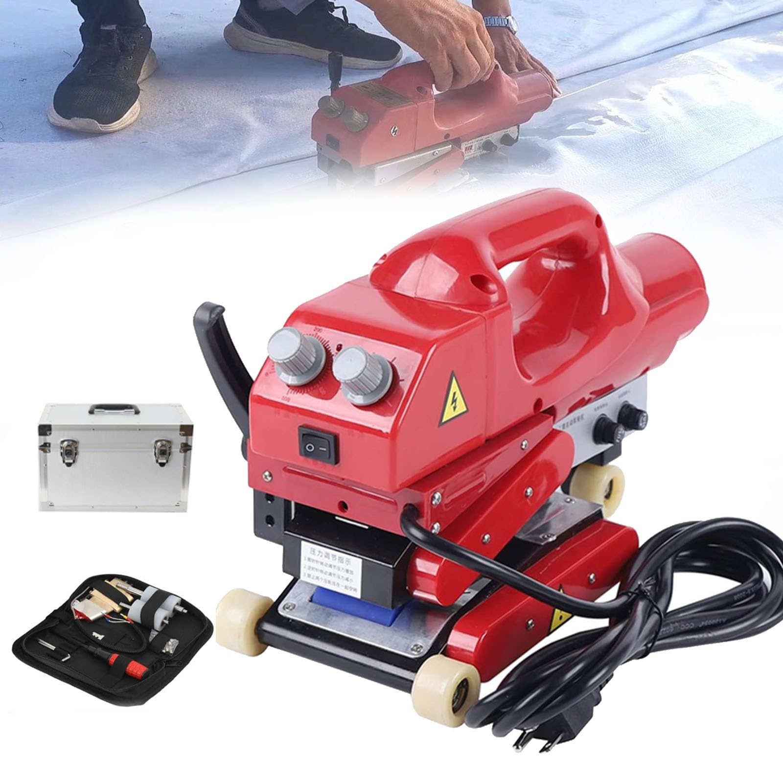 Zgrzewarka klinowa 800 W, automatyczna spawarka do tworzyw sztucznych do uszczelniania geomembrany PVC, EVA, PE, HDPE, PP, prędkość 0,5-5 m/min, wydajne narzędzie spawalnicze