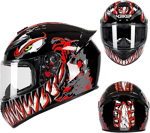 Casco de motocicleta de carreras de motocross, casco de cara completa con visera interna tintada y aprobado por DOT para ciclomotor, ATV, Cruiser