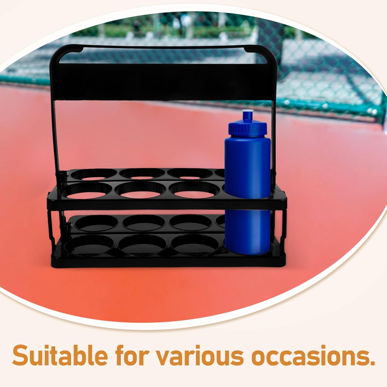 Folding Beer Bottle Rack Portable Cup Carrier Organizer for Sports Teams Outdoor Events Sturdy Design with Comfortable Handle for Travel Daily Use