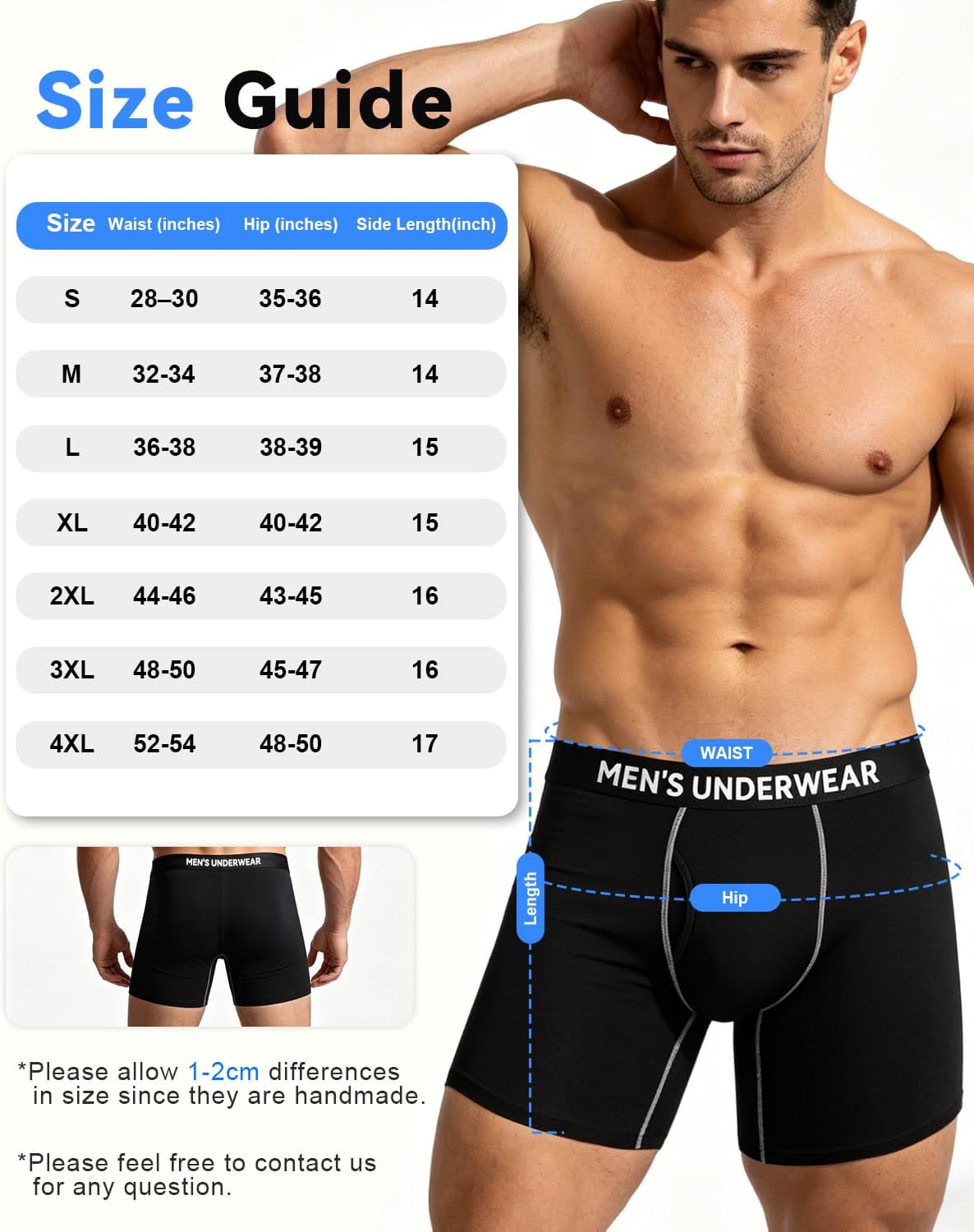 Incontinence Underwear for Men, Mens Incontinence Underwear Washable Leak Proof Boxer Briefs, Washable Reusable Bladder Control Protective Underwear for Bladder Leaks, Fly Opening, 3 Pack (Large)