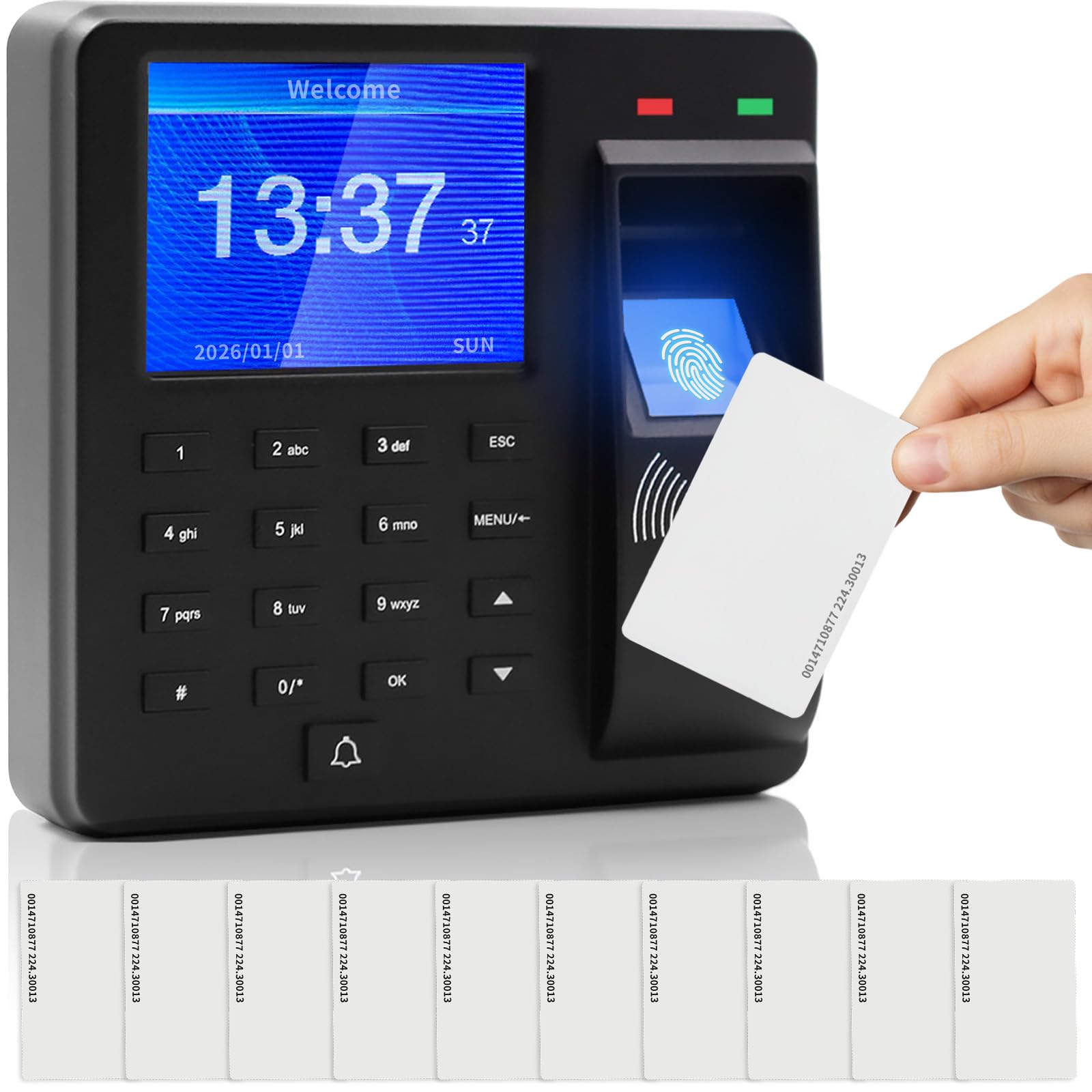 Rilevamento del tempo per le piccole imprese: dispositivo di rilevamento del tempo innovativo con impronte digitali, password e carte d'identità, macchina di presenza per dipendenti Nessuna rete