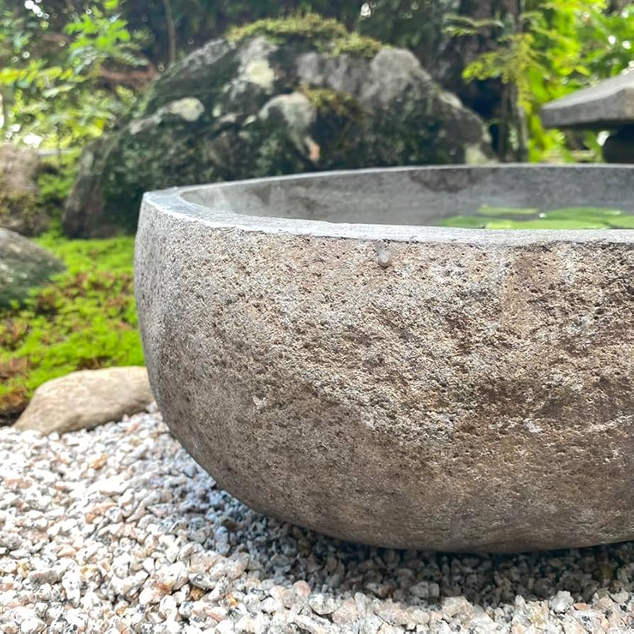 Amazon.co.jp: つくばい 手水鉢 石 睡蓮鉢 大型 おしゃれ 水鉢