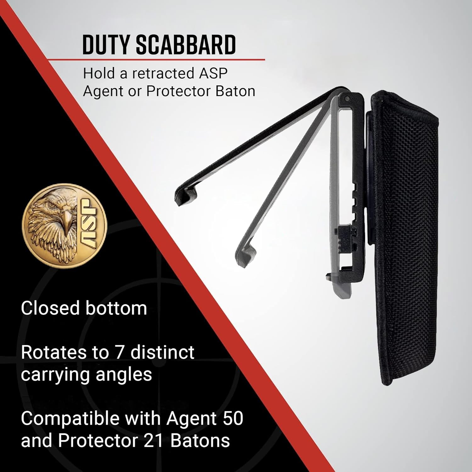 ASP Duty Scabbard Baton Holder for ASP Agent or Protector Concealable Self-Defense Baton, Holds Expandable Baton for Police, Law Enforcement, Security Guards