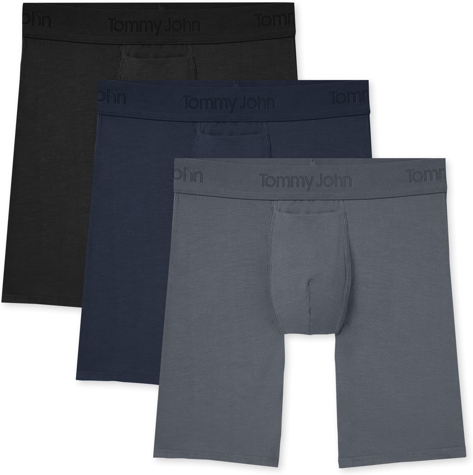 - Second Skin Boxer Briefs for Men 8", Modal Stretch Fabric, Men's Underwear with Quick Draw Fly and Contour Pouch