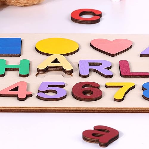 Miniatura 5 de Bosajewel Rompecabezas de nombre personalizado de madera para bebés pequeños con 9 letras para niños preescolares rompecabezas con clavijas para