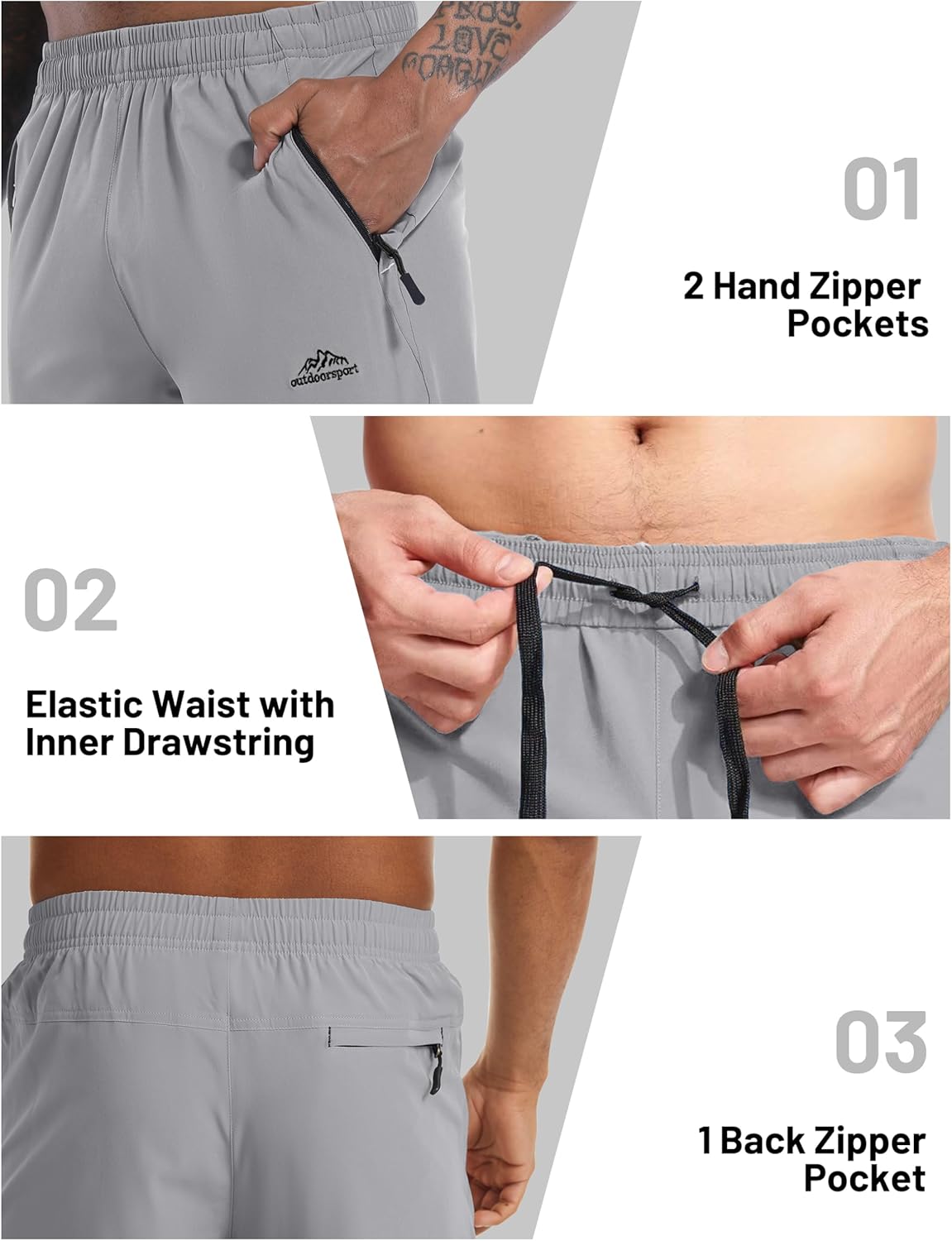 MAGCOMSEN Men's Capri Shorts Quick Dry Below Knee 3/4 Capri Pants with Zipper Pockets for Workout Running Training Summer - Image 6