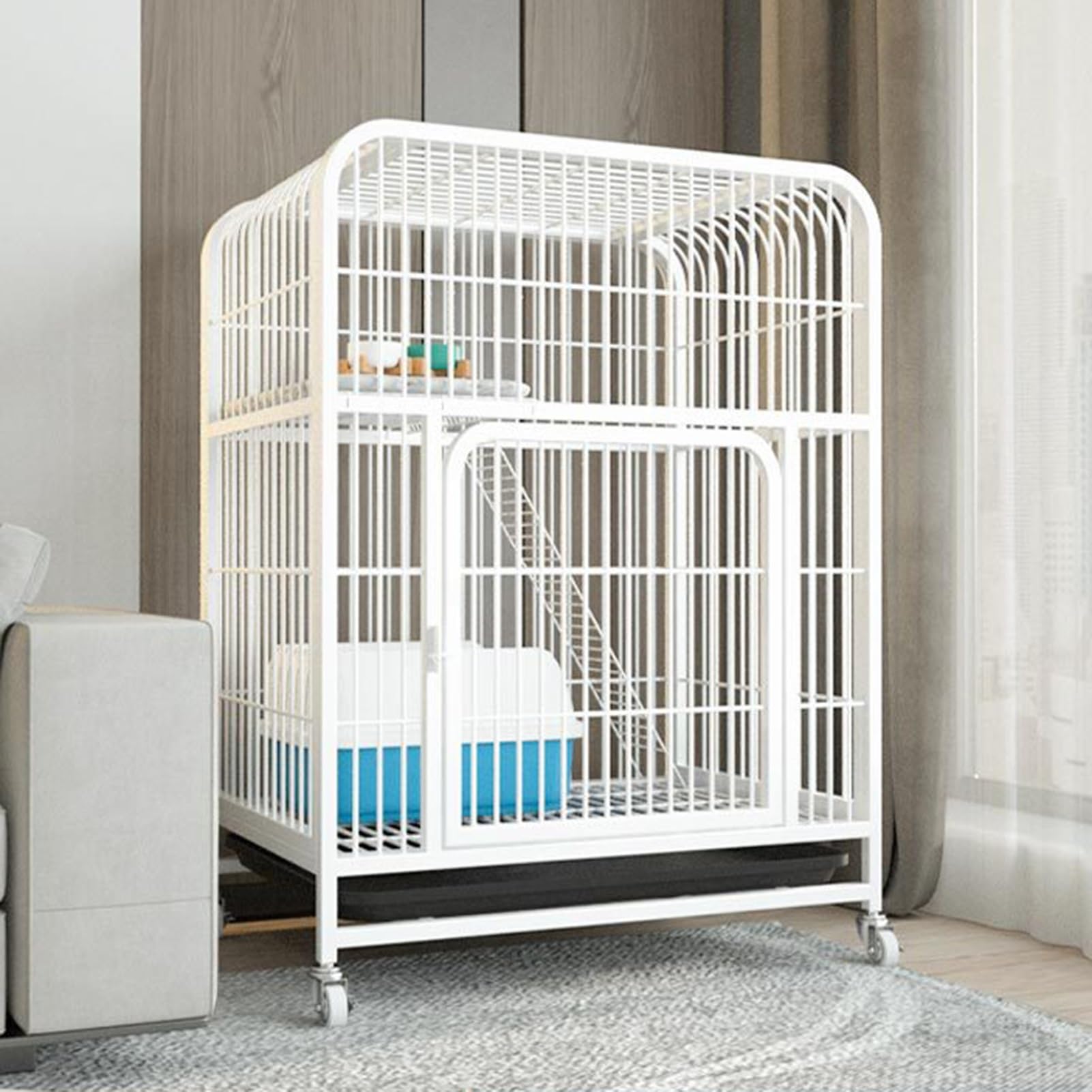Przestronny, zewnętrzny kojec dla kota – wytrzymały, wielofunkcyjny domek dla zwierząt z platformą do skakania kotów domowych(White,78 * 55 * 100cm)