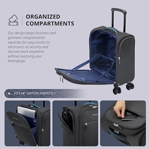 Miniatura 5 de Verage Carry On Underseat Luggage with Wheels & USB Port, Wheeled Spinner Bag Carry-on Luggages for Airlines, Lightweight Suitcase Men Women, Pilots