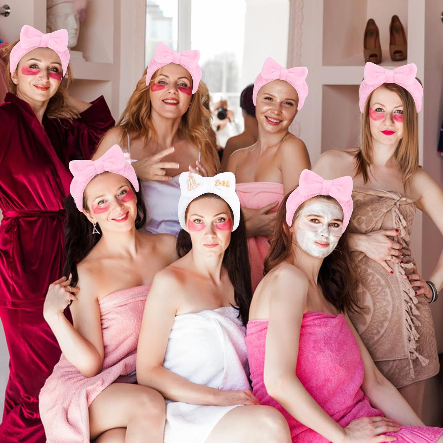 Jaciya Spa Headband Bachelorette Party Favors Bachelorette Gifts for Bride Makeup Headband Bridesmaid Pink Headbands for Women