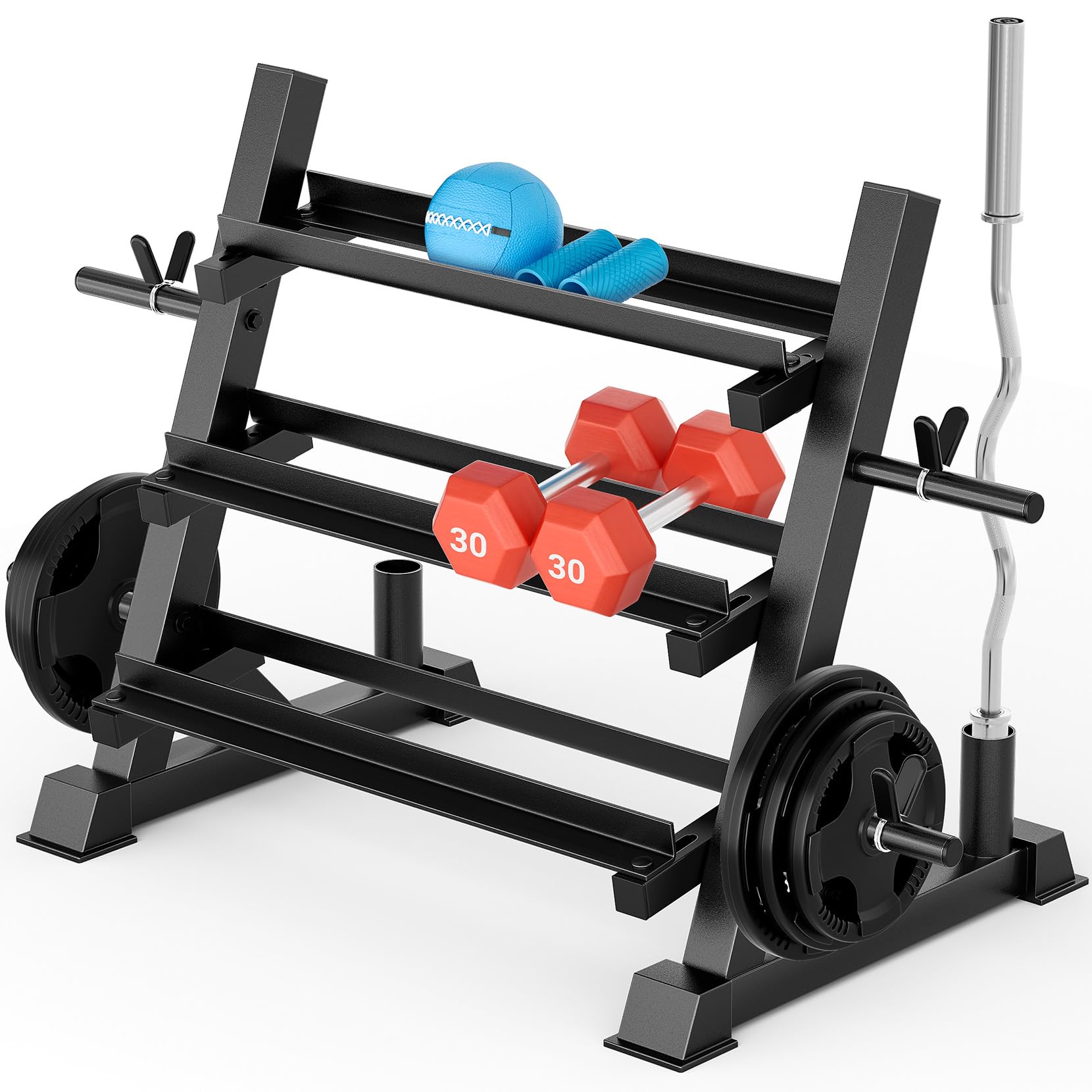 YOLEO Dumbbell Rack - 3 Tier & 5 Tier Compact Weight Rack for Dumbbell, Kettlebell, Barbell, Heavy Duty Weight Storage Organizer, Space-Saving Dumbbell Storage Stand Holder for Home Gym - 1100LBS Capacity (Rack Only) (Upgraded 3-Tier)