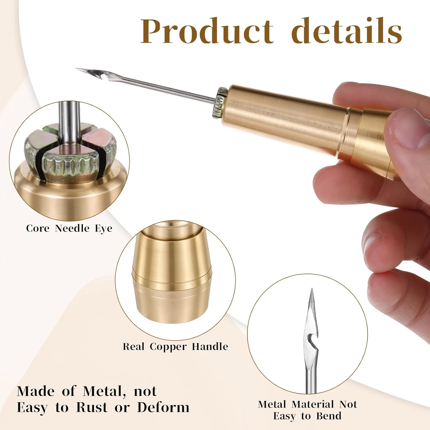 9pcs Leather Sewing Awl Kit Including 45m Thread and Thimble Canvas Leather Sewing Awl Needle with Copper Handle with 6 Needles for Craft Needle Kit Shoe Repair Tool thumbnail