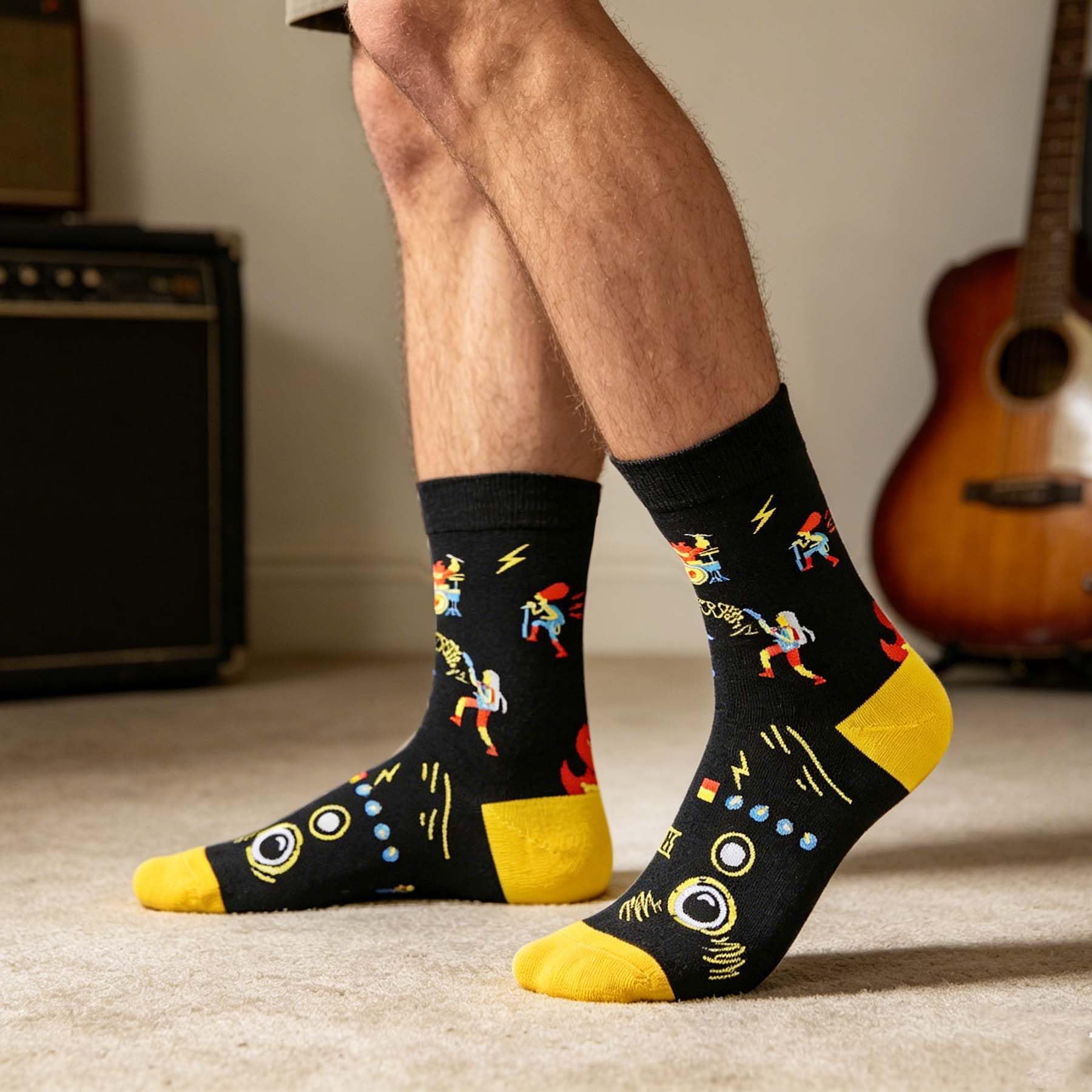 Fun Patterned Dress Socks Colorful Funny Novelty Crazy Design Crew Socks Gift for Men Women