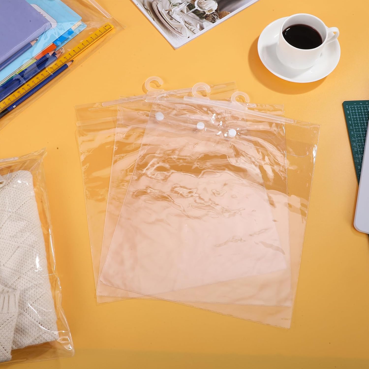 TEHAUX Hanging Storage Bags with Hangers Large Capacity Waterproof Closet Organizer for Clothes Accessories Space Saving in Home Classroom and Travel