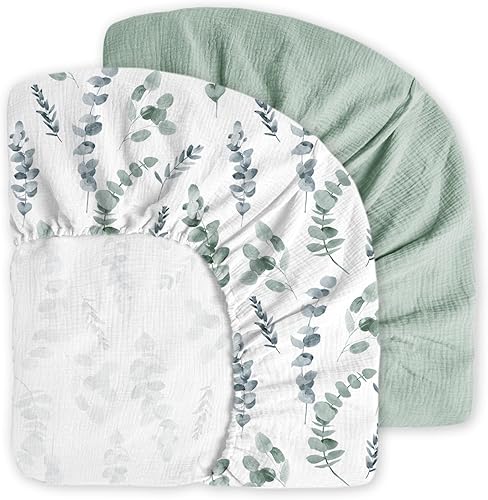 Sábanas de muselina para cuna, 2 unidades, sábanas ajustables neutrales para colchón de cuna estándar y colchón de cama infantil, 28 x 52 pulgadas, disponible en Yaxa Colombia