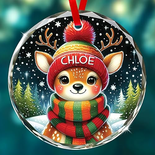 Miniatura 29 de Adorno de cristal de jirafa con nombre personalizado, regalo de adorno de Navidad personalizado para amantes de las jirafas, adornos de Navidad