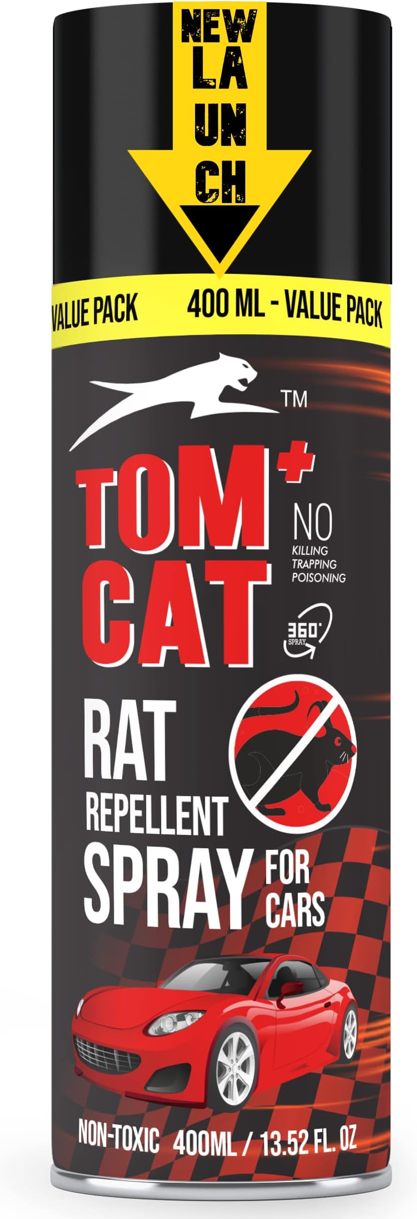 Tom CAT No Entry Rat Repellent Spray for Cars Highly Effective with and Lasts 1 Year Leak Free Easy to Spray Nozzle 1st time in India (399ML Rat Repellent) - FORMULATION 5X