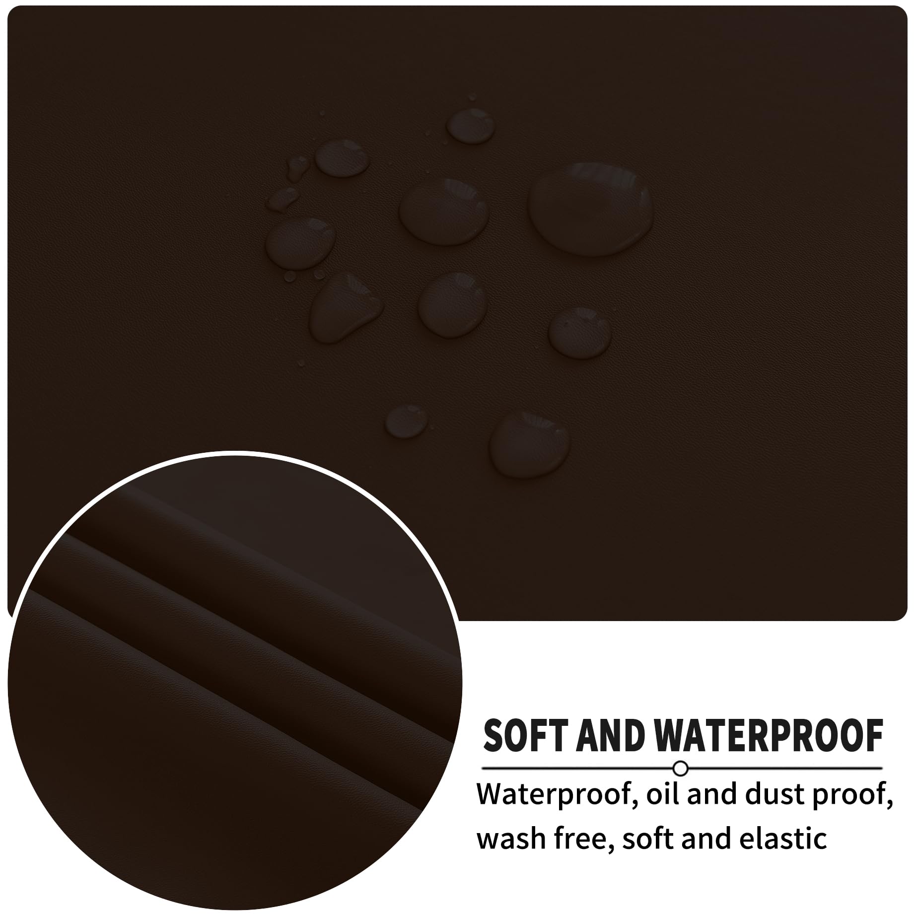 Huierxun 100% Waterproof PU Leather Stretch Square Ottoman Cover Wipe Clean Folding Storage Stool Furniture Protector Soft Rectangle Slipcover with Elastic Bottom (Coffee,Large)